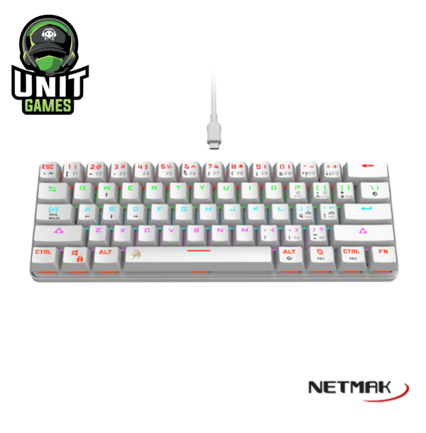 Teclado Mecanico NETMAK Dominate Blanco Switches Blue