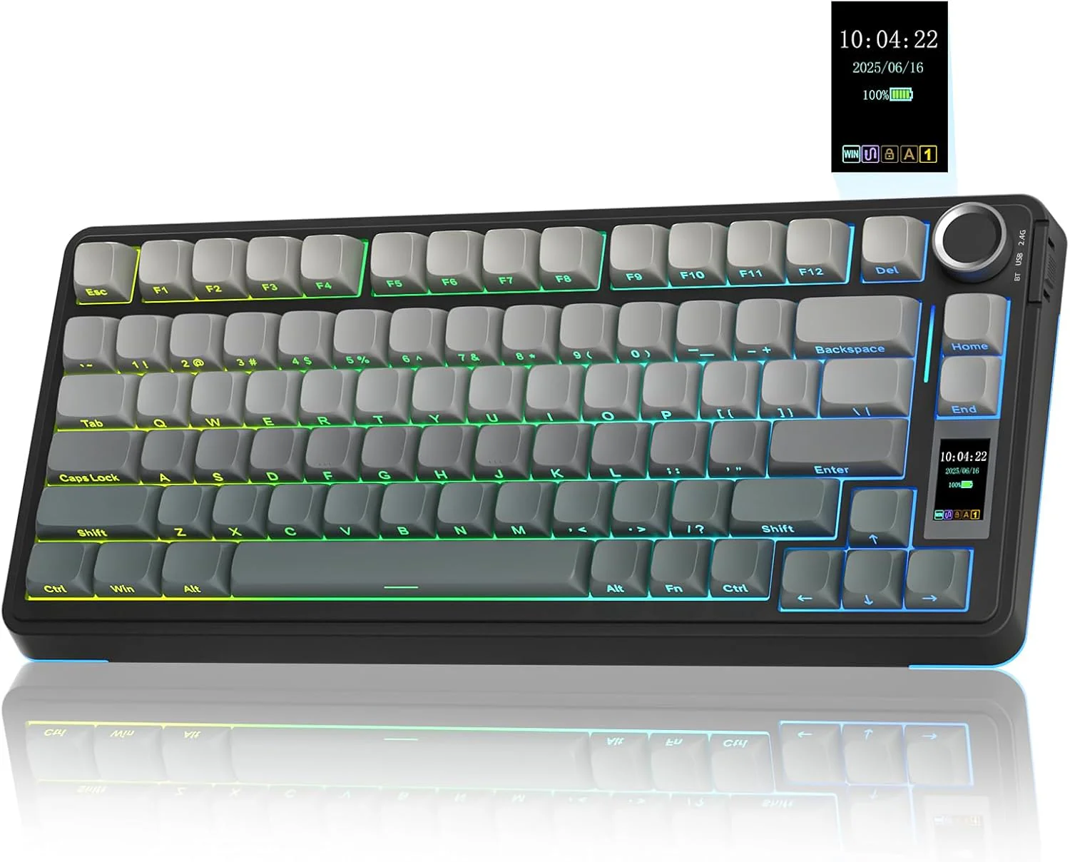 Teclado Mecanico Inalambrico AULA S75 Pro Black Degrade RGB Switch Seiya - Imagen 2