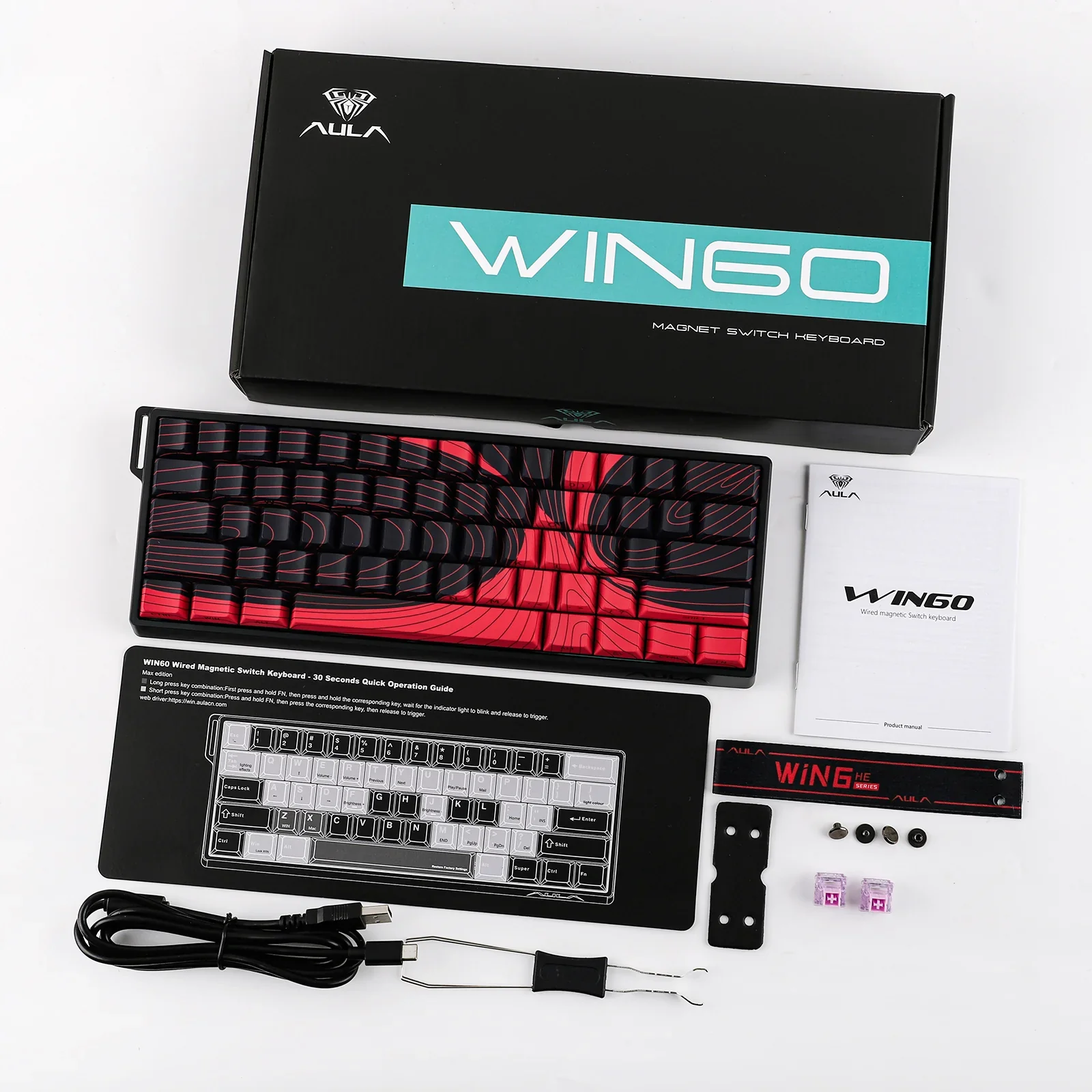 Teclado Magnetico AULA Win60HE Max Black/Red 8Hkz - Imagen 11