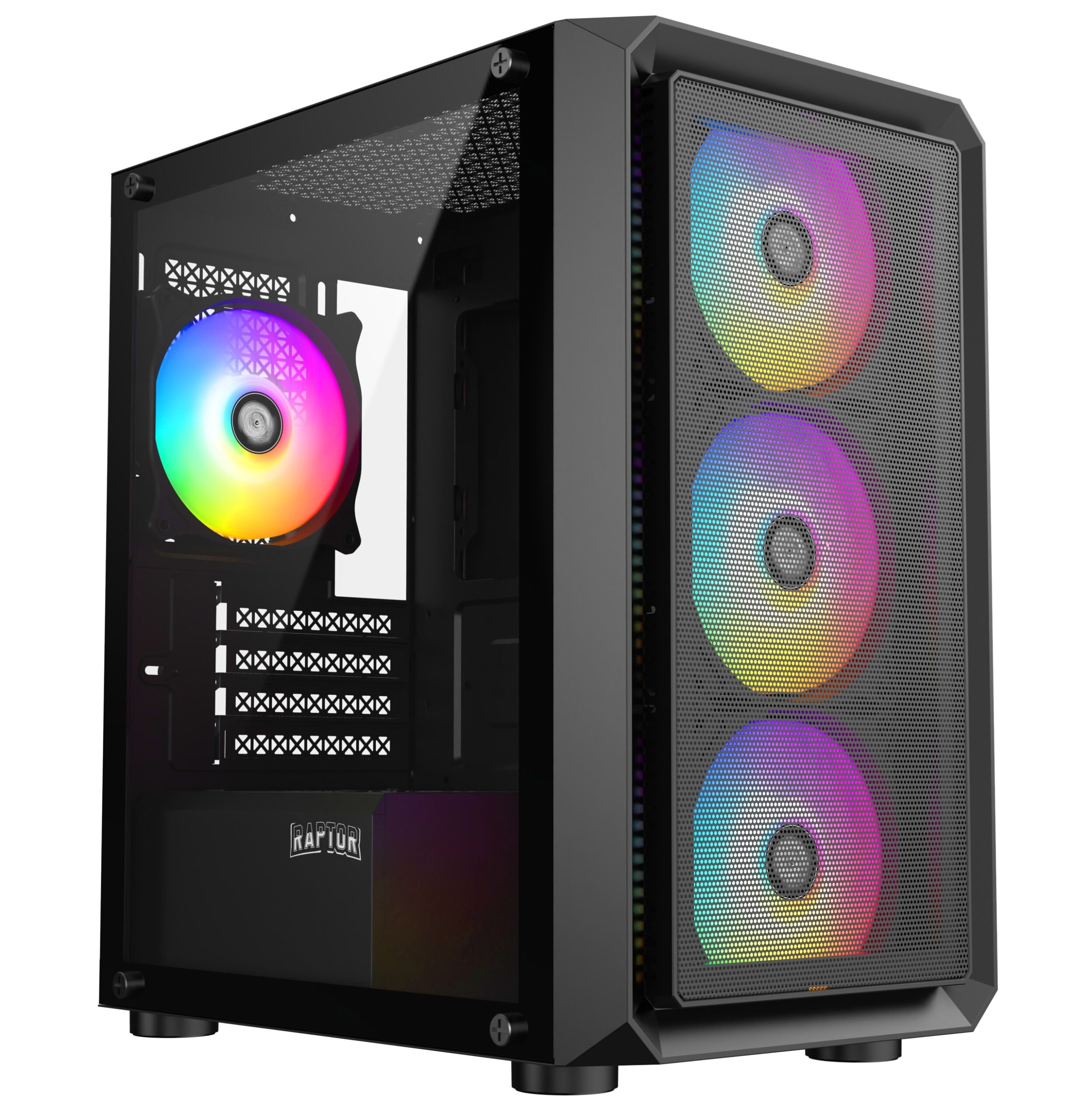 Gabinete RAPTOR Infinity Mesh TG x2 Black 4 Fan - Imagen 2