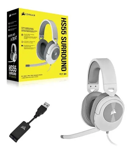 Auriculares CORSAIR HS55 Gaming Surround 7.1 White - Imagen 5