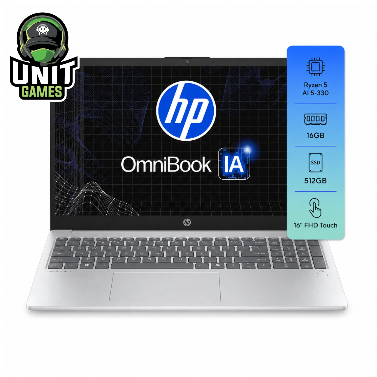 Notebook HP OmniBook 3 Ryzen 5 AI 5-330 16GB / 512GB Touch